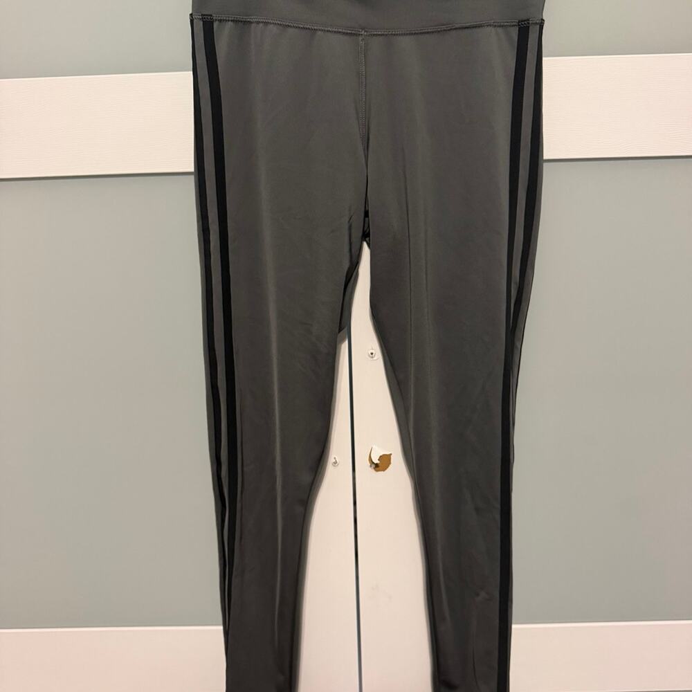 Adidas Climalite Leggings Womens Small Gray Black Stripe Athletic Workout Pants
